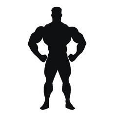 Bodybuilder Showing Muscles Silhouette Vector Transparent Background