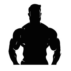 Bodybuilder Showing Muscles Silhouette Vector Transparent Background