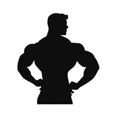 Muscular Bodybuilder Profile Silhouette Vector Illustration