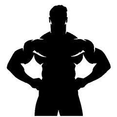 Silhouette of Strong Bodybuilder Vector Illustration