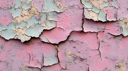 Obraz premium Cracked pastel wall texture with peeling paint.