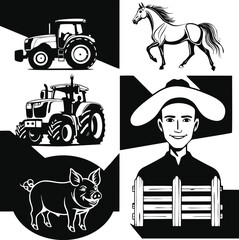 Set of Farming Related Vector Line Icons