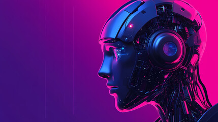 Robot humanoid future technology concept of artificial intelligence for the fourth industrial revolution. Cyborg Revolution. Illustration