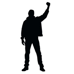 Protester Shouting Silhouette Vector Transparent Background