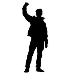 Standing Protester Silhouette Vector Transparent Background