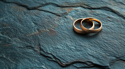 close-up shot of two gold wedding rings resting on textured fabric, symbolizing eternal love, commitment, and the sacred bond of marriage, highlighting the timeless significance of union