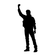 Male Protester Silhouette Vector Illustration Transparent Background