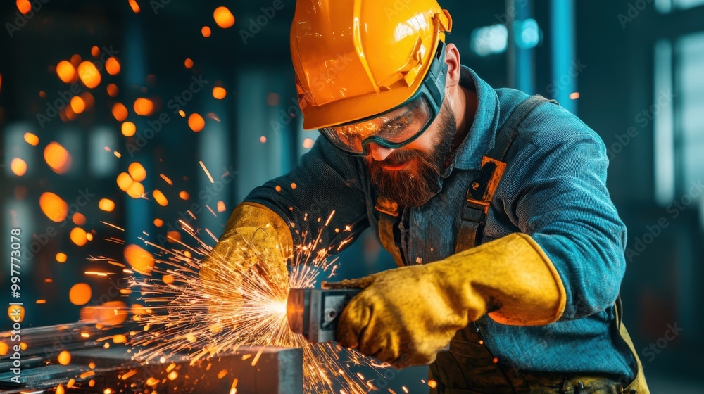Aufkleber skilled worker programming a cnc machine for precision metal cutting