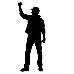 Youthful Protester Silhouette Vector Illustration Transparent Background