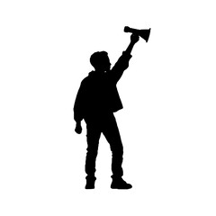 Angry Protester Silhouette Vector Illustration