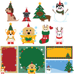 Christmas puppy clip art, Dog in Santa hat, Cute holiday dog, Festive dog illustration