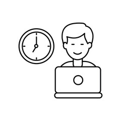 self employed line icon with white background vector stock illustration