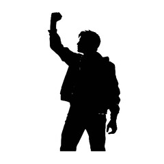 Protester Shouting Silhouette Vector Transparent Background