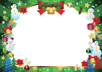 クリスマスフォトフレーム、かわいい、バースト、緑、横