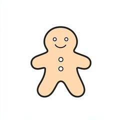 illustration features a gingerbread man in a flat design style using pastel colors, set against a white background. It showcases a minimalist approach