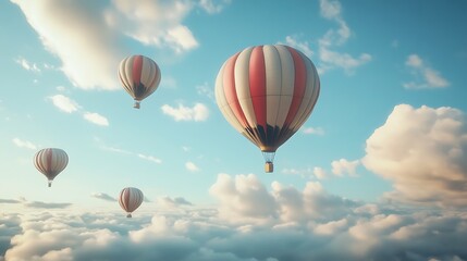 Fototapeta premium Hot Air Balloons Soaring Above the Clouds