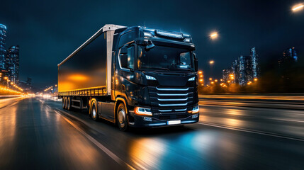 A futuristic truck driven by AI, offering a glimpse into the future of autonomous transportation and logistics