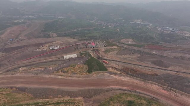view of iron mine on hill in loess plateau