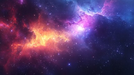 Fototapeta premium A cosmic landscape with vibrant nebulae and twinkling stars, creating a stunning display of celestial beauty.