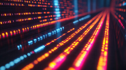 futuristic digital landscape showcasing global connectivity. Streams of binary code and interconnected lines symbolize the flow of information, data exchange, and modern communication across the world