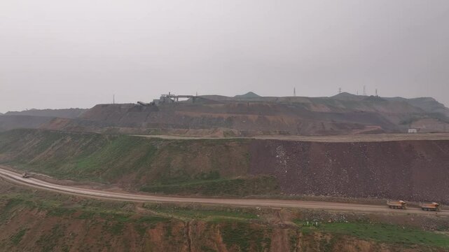 view of iron mine on hill in loess plateau