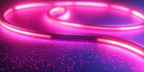 Obraz premium Abstract neon light swirl on a glittery surface.