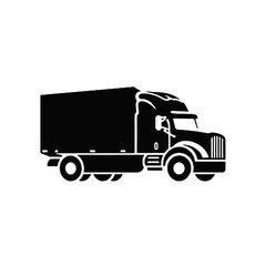 Semi Truck Silhouette Vector Illustration on Transparent Background