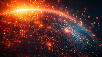 futuristic digital landscape showcasing global connectivity. Streams of binary code and interconnected lines symbolize the flow of information, data exchange, and modern communication across the world