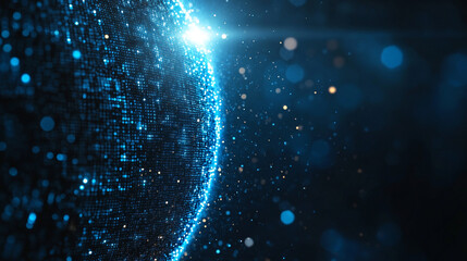 futuristic digital landscape showcasing global connectivity. Streams of binary code and interconnected lines symbolize the flow of information, data exchange, and modern communication across the world