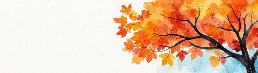 Colorful autumn leaves branch on white isolate background.