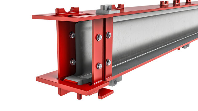 Steel Beam Connection 3D Model with Annotations