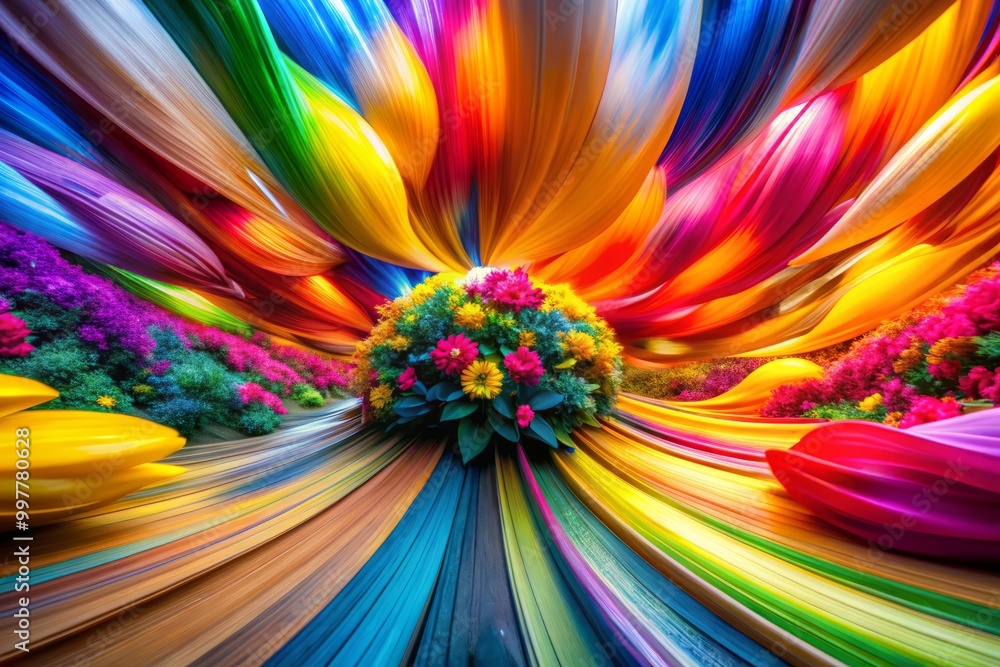 Poster abstract image with vibrant colors and dynamic shapes creating an artistic and captivating compositi
