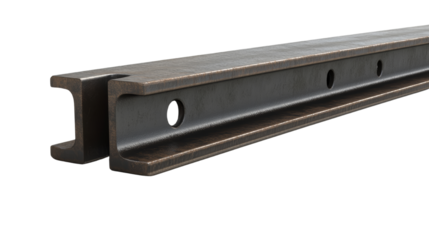 Steel I beam Profile with Holes  Isolated on transparency background