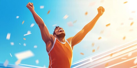 An athlete celebrating victory with a smile