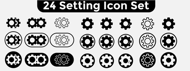 Gear icon set. Gear Settings symbol, cogwheel. Functions symbol. Settings icon vector Illustration
