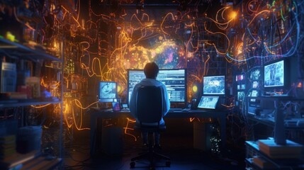 Cyberpunk Hacker's Workspace