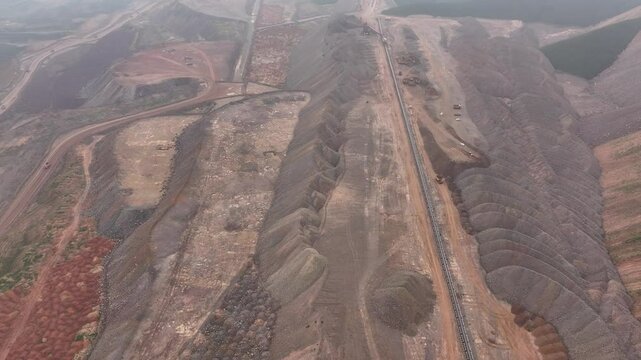 view of iron mine on hill in loess plateau