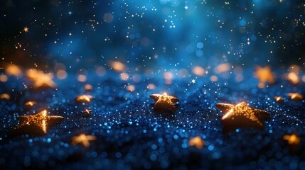 Blue and White Stars Seamless Vector Illustration for Web Headers or Covers