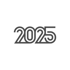 2025 typography logo design concept. 2025 number design for New Year. Sign for flyer, postcard, poster or banner. 