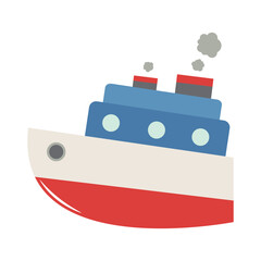 Vector Steam Boat Flat Design Illustration