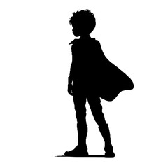 Brave Super Kid Silhouette Vector Illustration Transparent Background