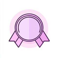 design showcases a minimalist purple badge with a flat style, highlighting simplicity and elegance on a pure white background