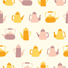 Collection of Teapot Vector Seamless Pattern illustration Design