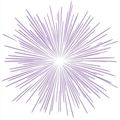 A vibrant starburst radiates with thin purple lines, creating a striking visual against a crisp white background, exemplifying minimalistic design
