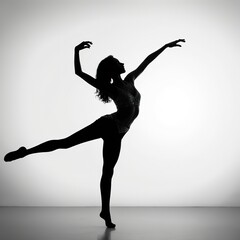 Obraz premium Shadow in a white background of a woman dancing