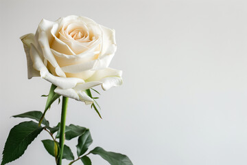 Single Rose on Clean Solid Background