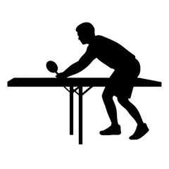 Silhouette of Ping Pong Match – Vector Illustration Isolated on White