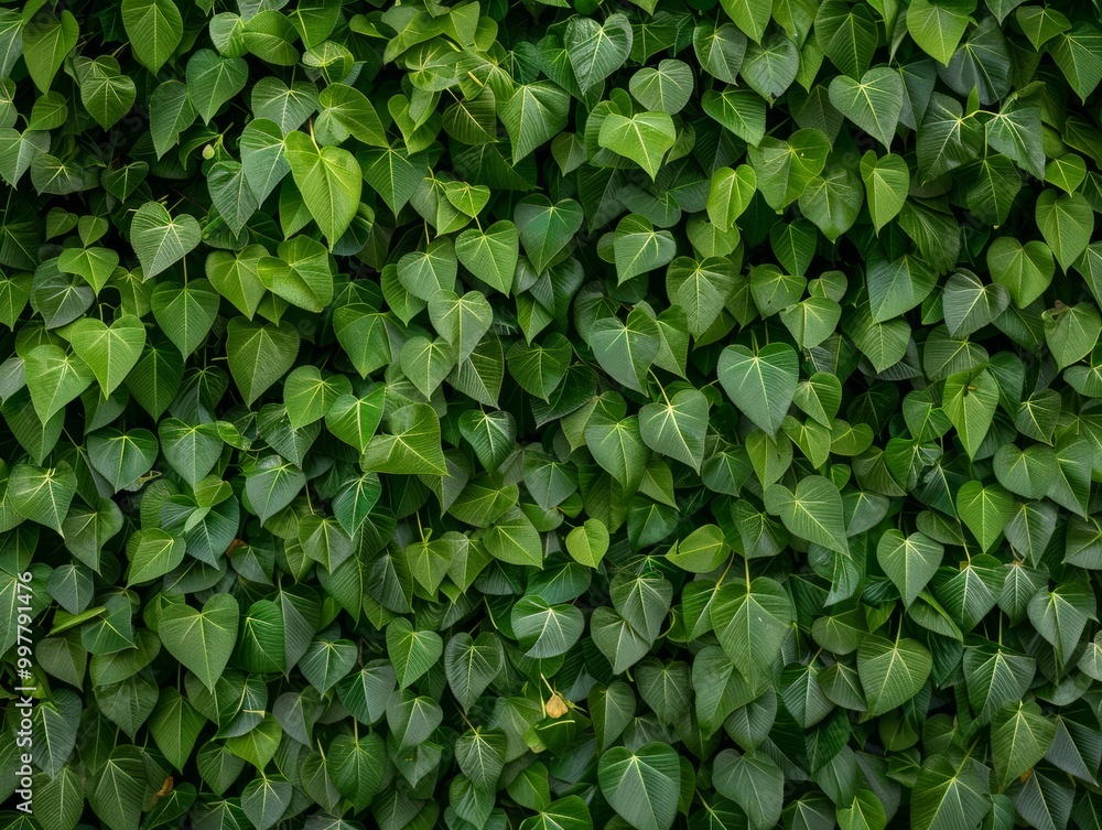 Poster aerial view of green leaf bags creating symmetrical geometric patterns - organic and detailed nature