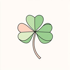 design features a simple, flat illustration of a shamrock outlined in black and filled with pastel greens, standing out against a white background