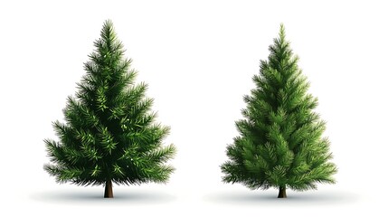 Green Christmas Tree on White Background